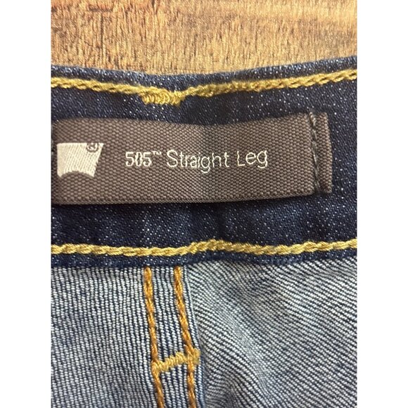 Levis 505 Mens Straight Leg Jeans Size 36X32 Dark Wash Denim - Picture 3 of 7